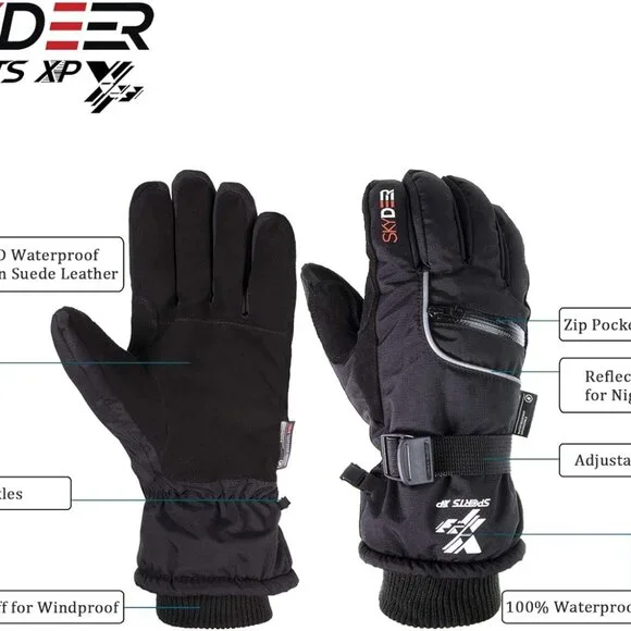 Leather Ski Gloves 100% Waterproof